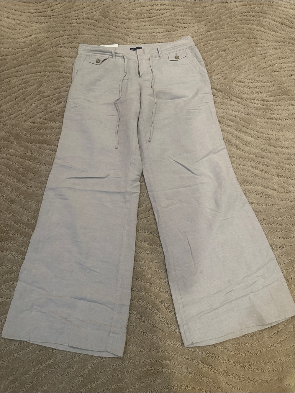 GAP Light Gray Wide-Leg Linen Blend Chinos